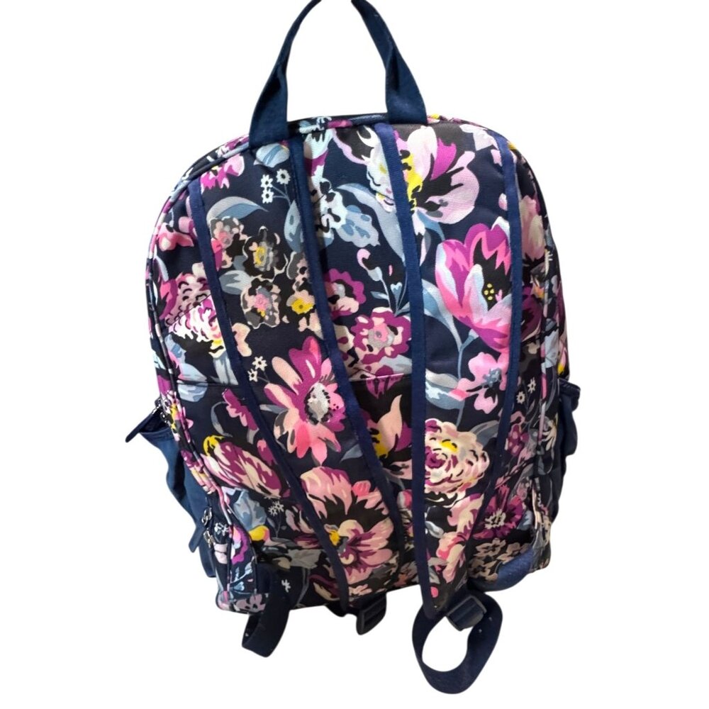 Vera Bradley Floral XL Backpack Navy & Pink With Multiple Compartments - Picture 3 of 11